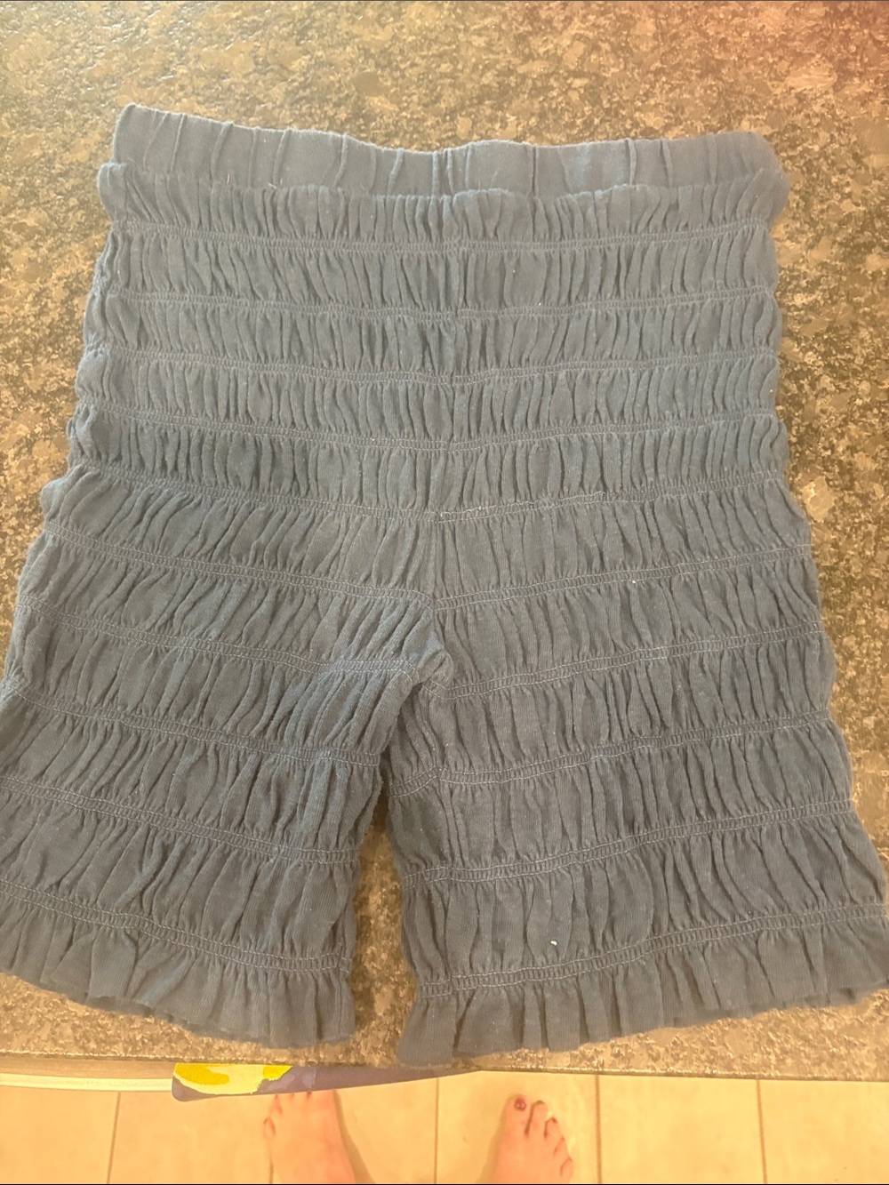 Free People Navy Smocked Bike Shorts